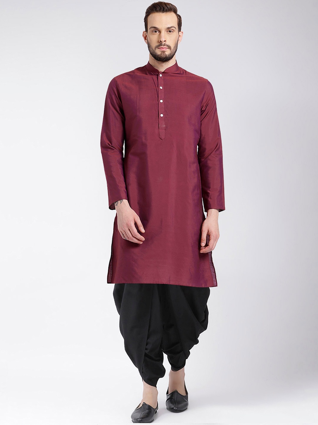 

KISAH Men Maroon Kurta with Dhoti Pants