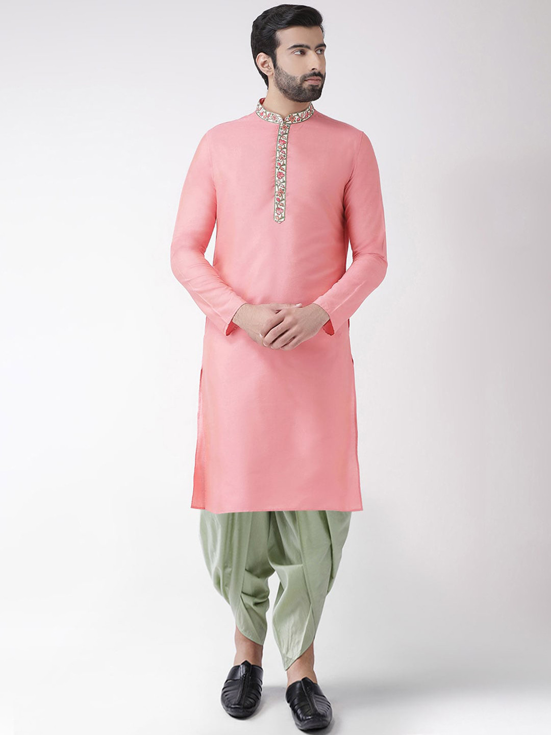 

KISAH Men Pink Yoke Design Kurta with Dhoti Pants
