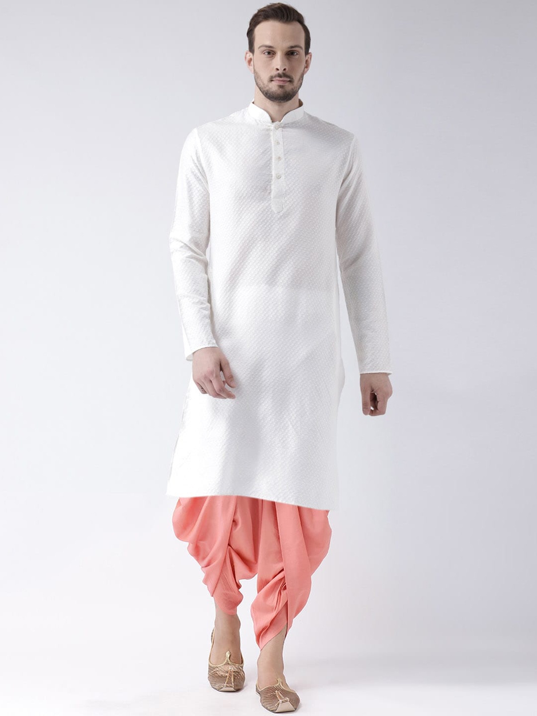 

KISAH Men White Kurta with Dhoti Pants