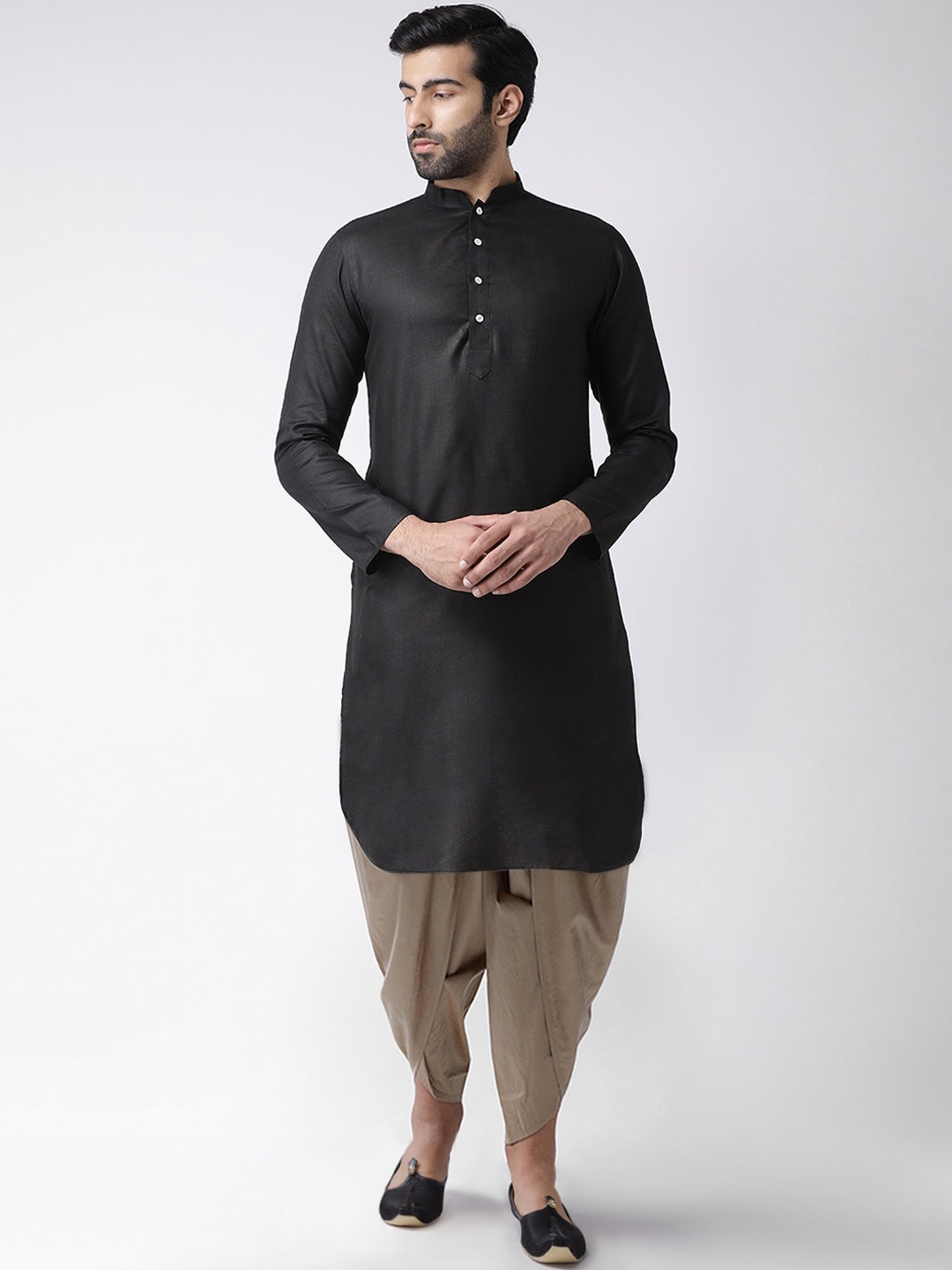 

KISAH Men Black Kurta with Dhoti Pants