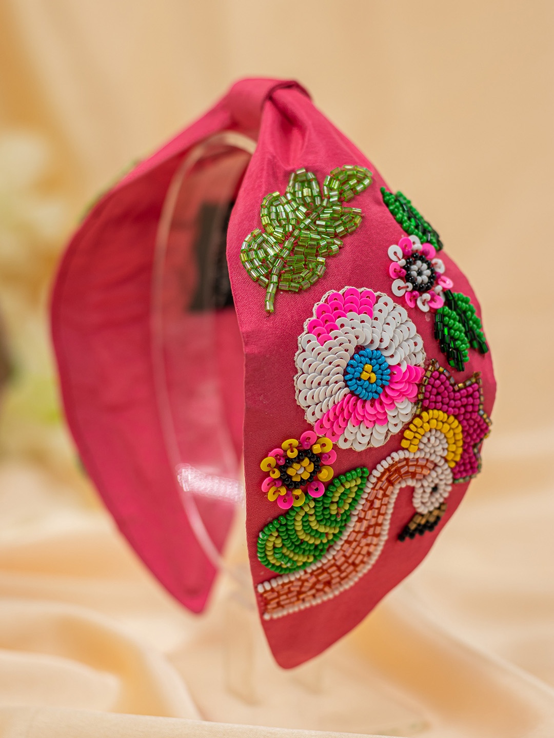 

Bellofox Women Pink & Green Embellished Hairband
