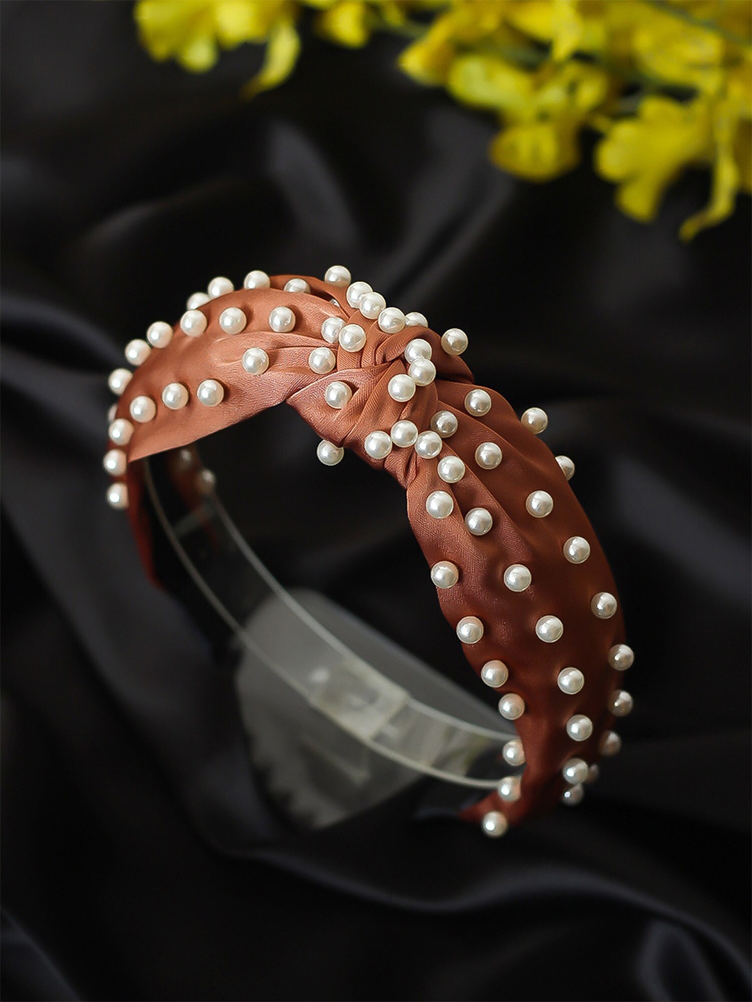 

Bellofox Women Brown Pearl Embellished Headband