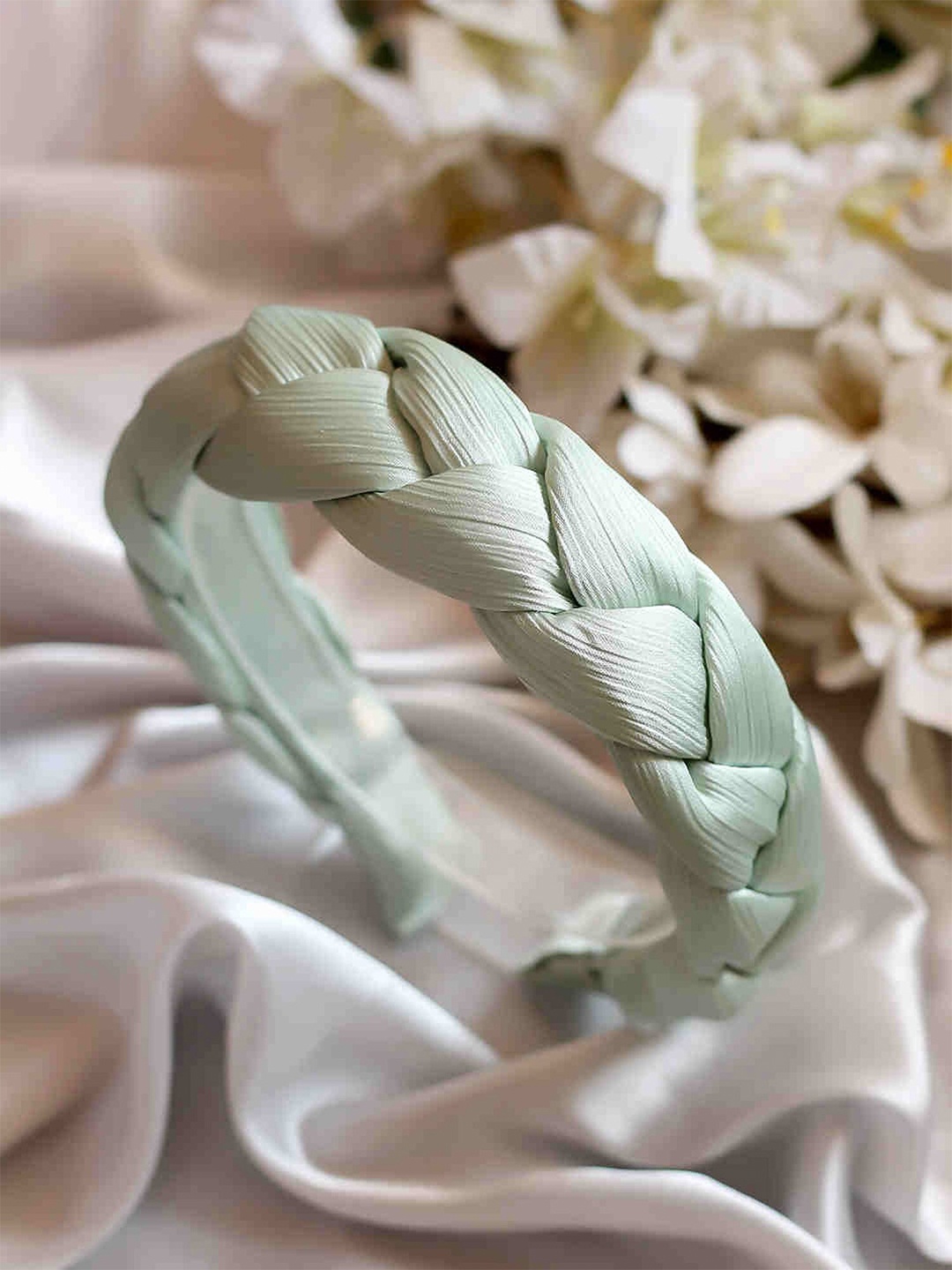 

Bellofox Women Green Solid Braided Hairband