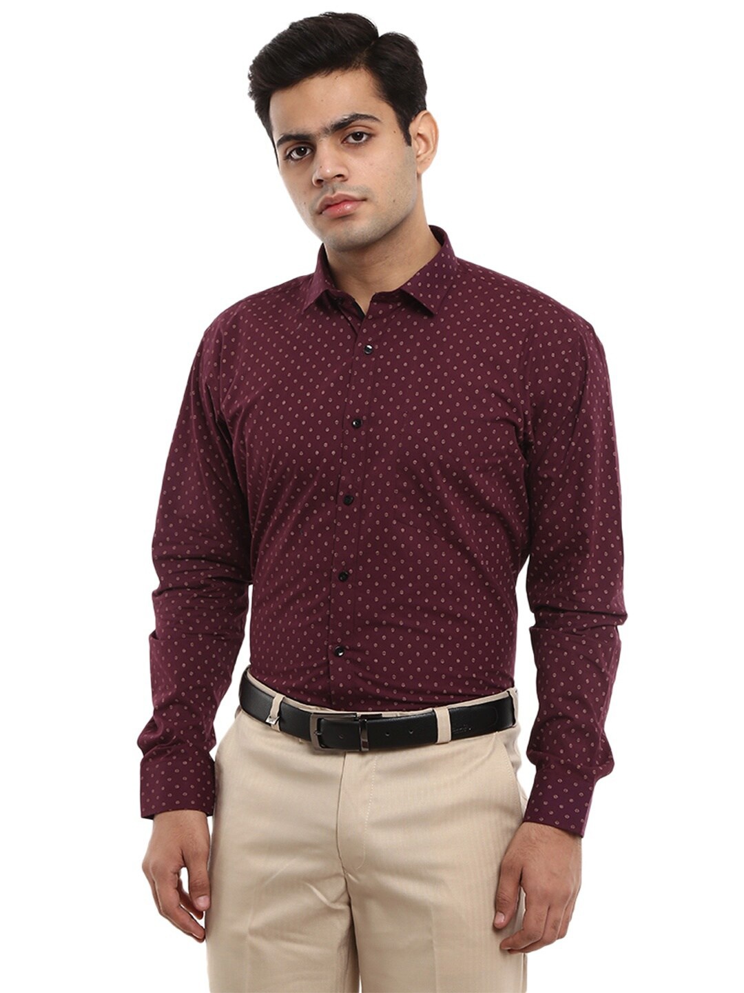 

V-Mart Men Maroon Standard Printed Formal Shirt