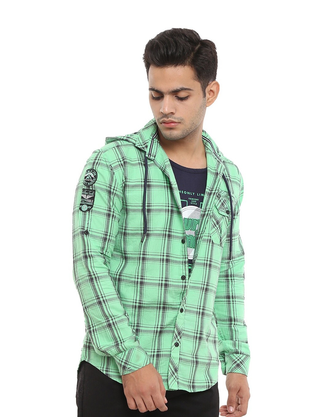 

V-Mart Men Green Standard Slim Fit Checked Casual Shirt