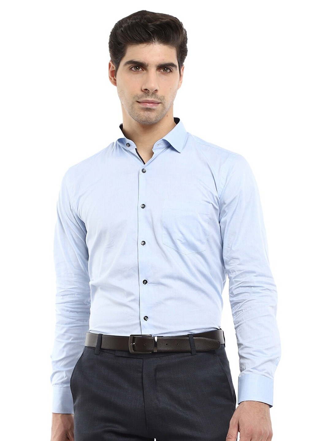 

V-Mart Men Navy Blue Standard Striped Formal Shirt