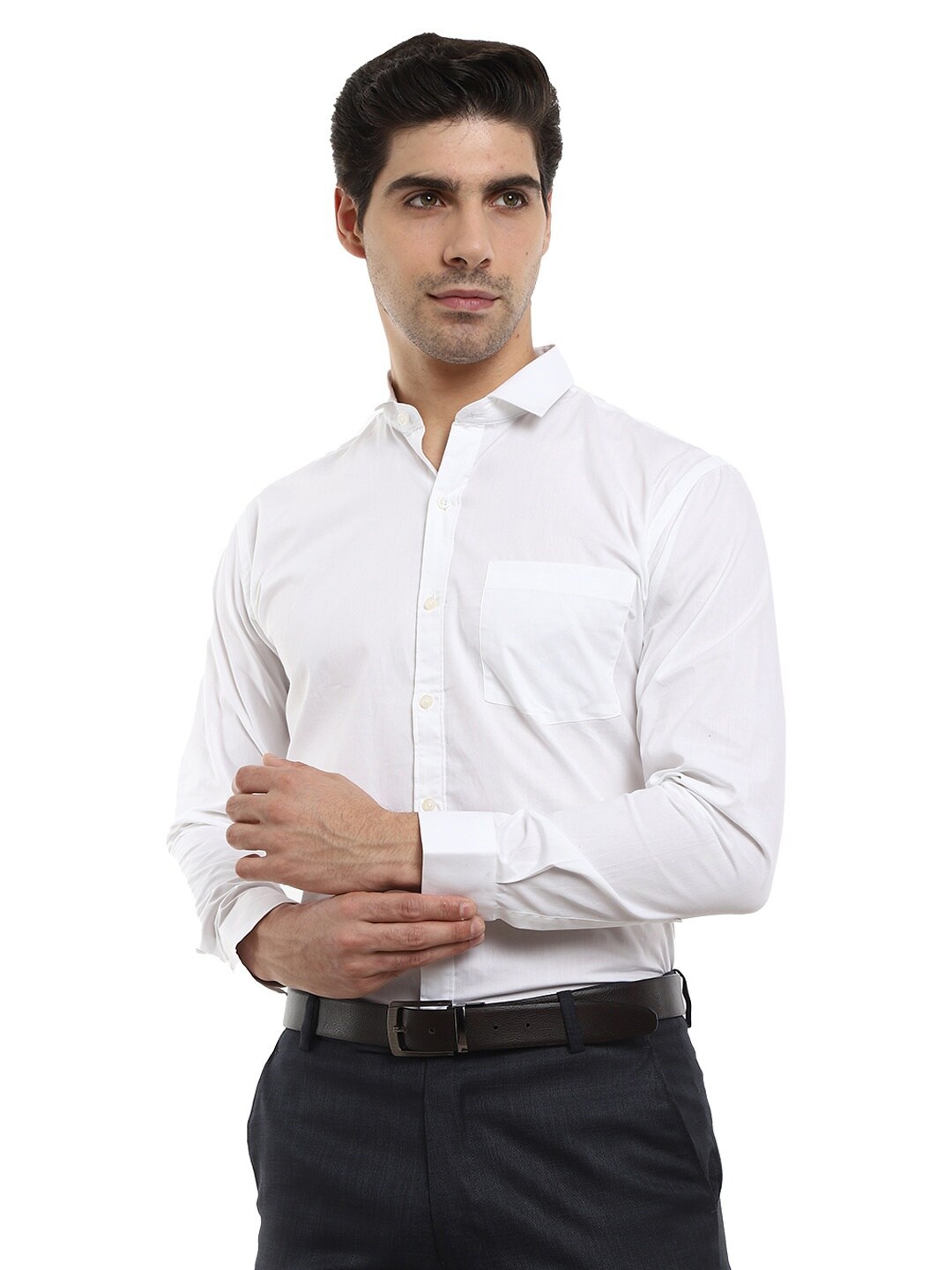 

V-Mart Men White Standard Striped Formal Shirt