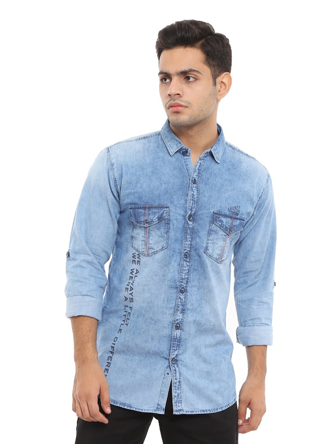 

V-Mart Men Blue Standard Slim Fit Faded Casual Shirt