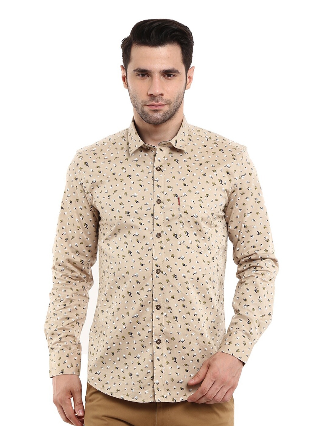 

V-Mart Men Coffee Brown Standard Floral Printed Casual Shirt