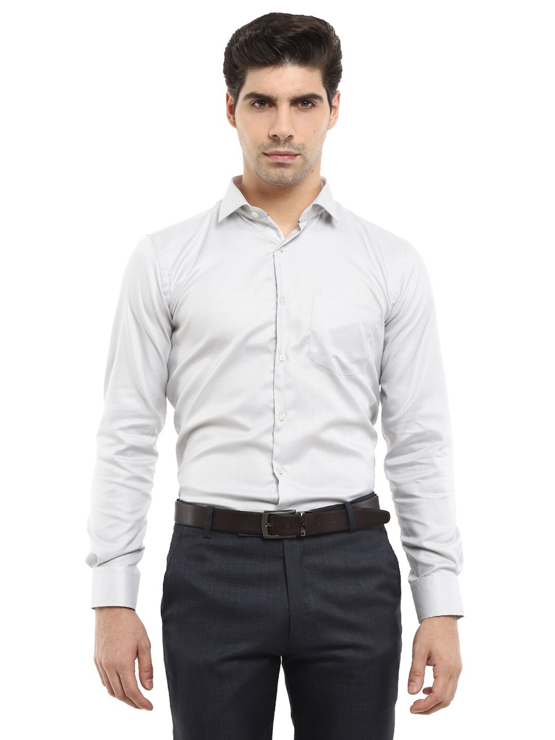 

V-Mart Men Grey Melange Standard Formal Shirt