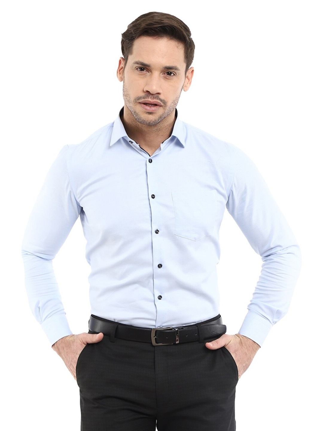 

V-Mart Men Navy Blue Standard Formal Shirt