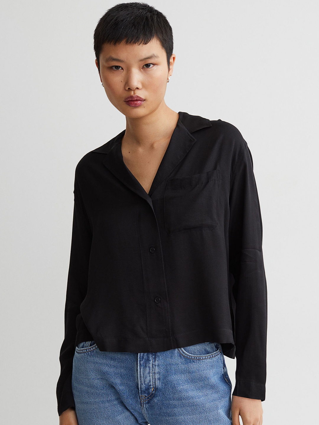 

H&M Women Satin Blouse, Black