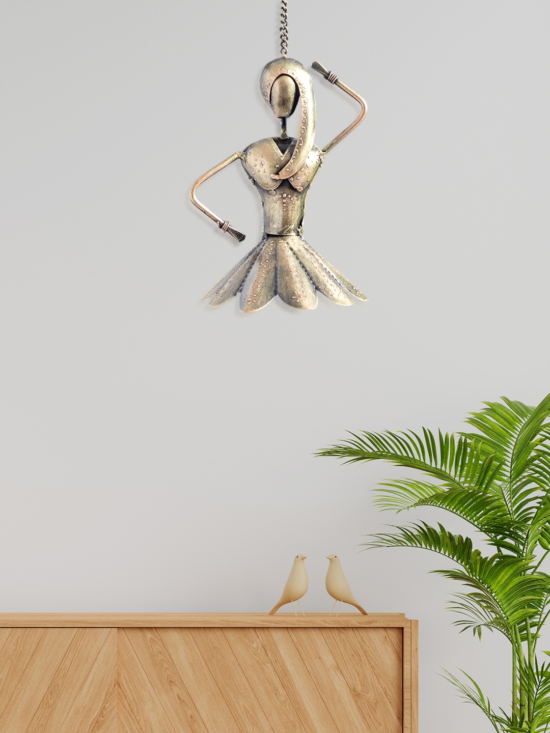 

Golden Peacock Gold-Toned Dancing Doll Wall Hanging Decor