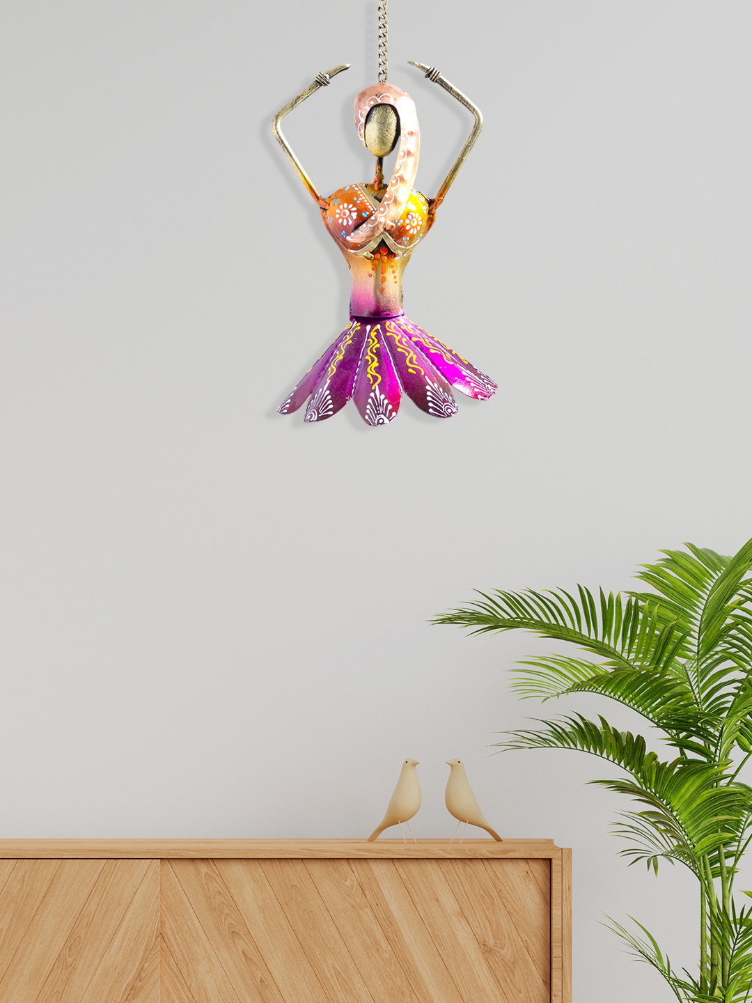 

Golden Peacock Multicolored Dancing Doll Wall Hanging Decor, Multi
