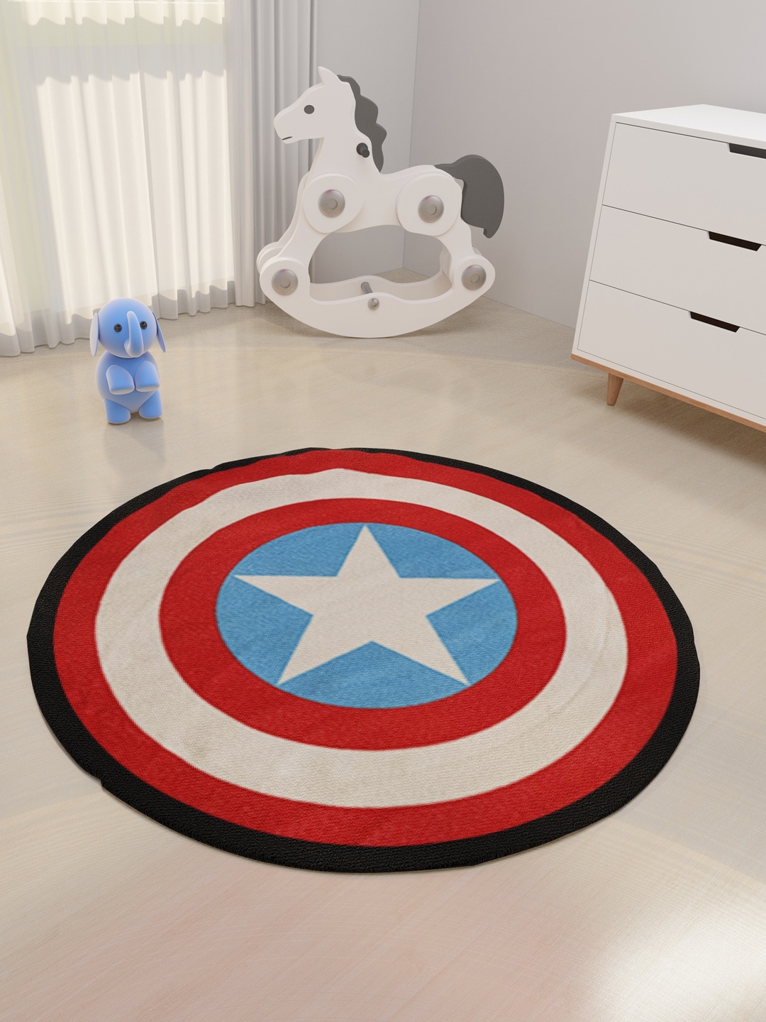 

Marvel Kids Red & Blue Printed Avengers Captain America Shield Anti-Skid Carpet, Multi