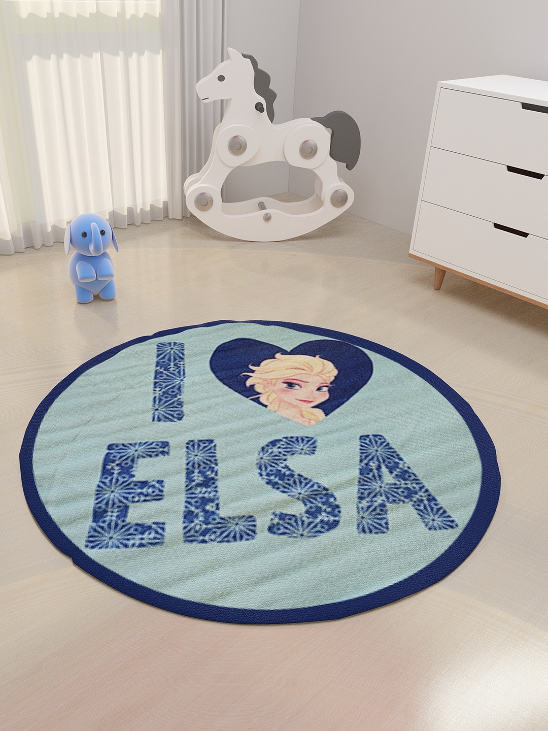 

Disney Unisex Kids Blue Disney Frozen I Love Elsa Round Carpet