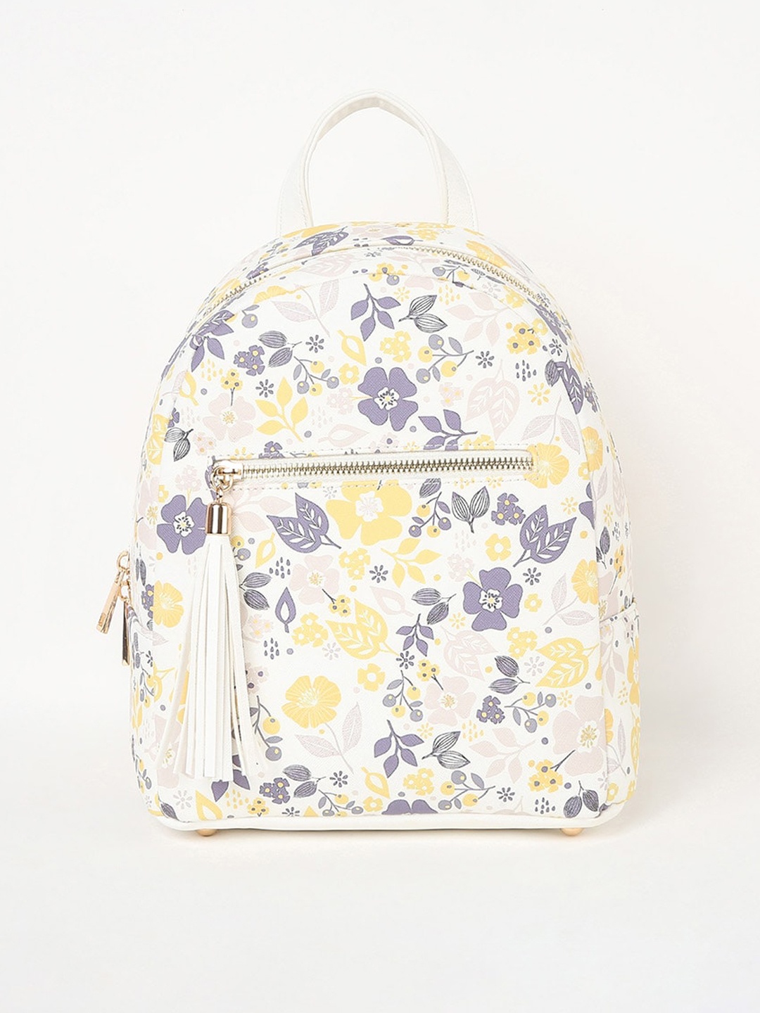 

Ginger by Lifestyle White Floral Printed Oversized Bucket Satchel with Cut Work