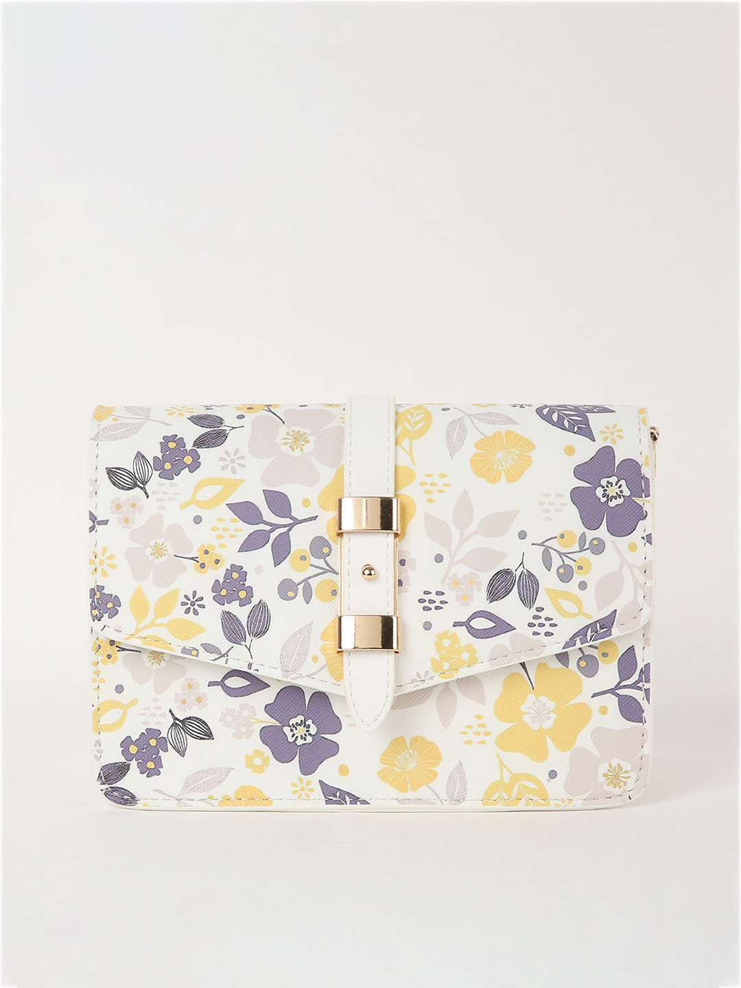 

Ginger by Lifestyle White Floral Printed Structured Sling Bag