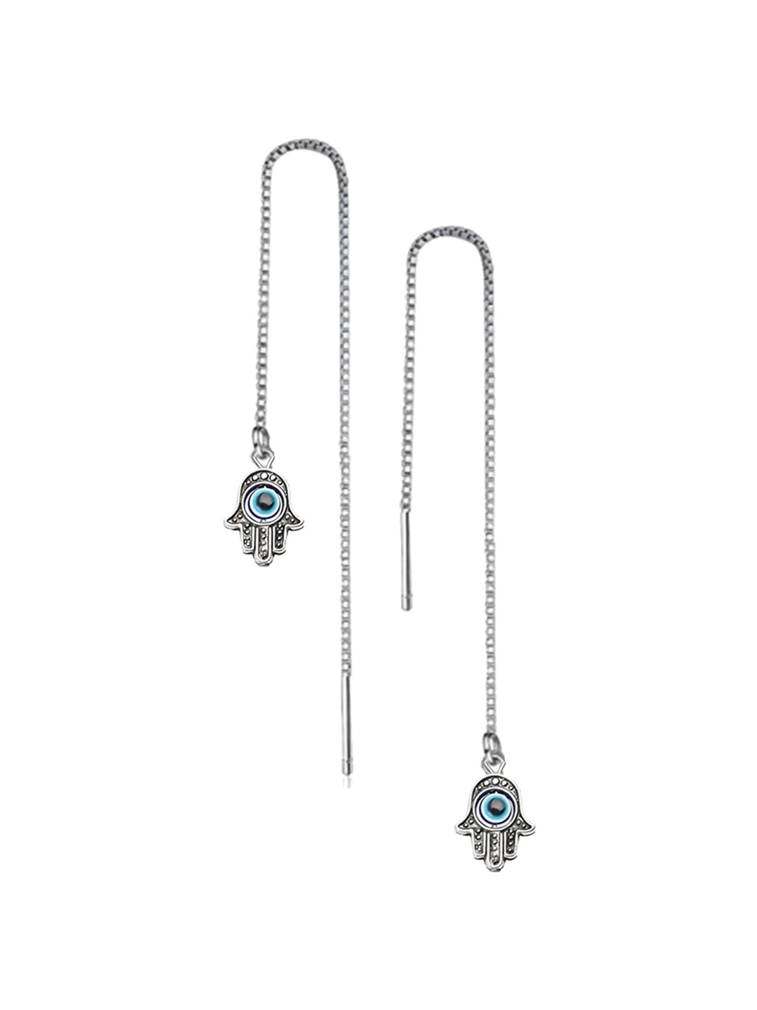 

EL REGALO Silver-Toned Classic Drop Earrings