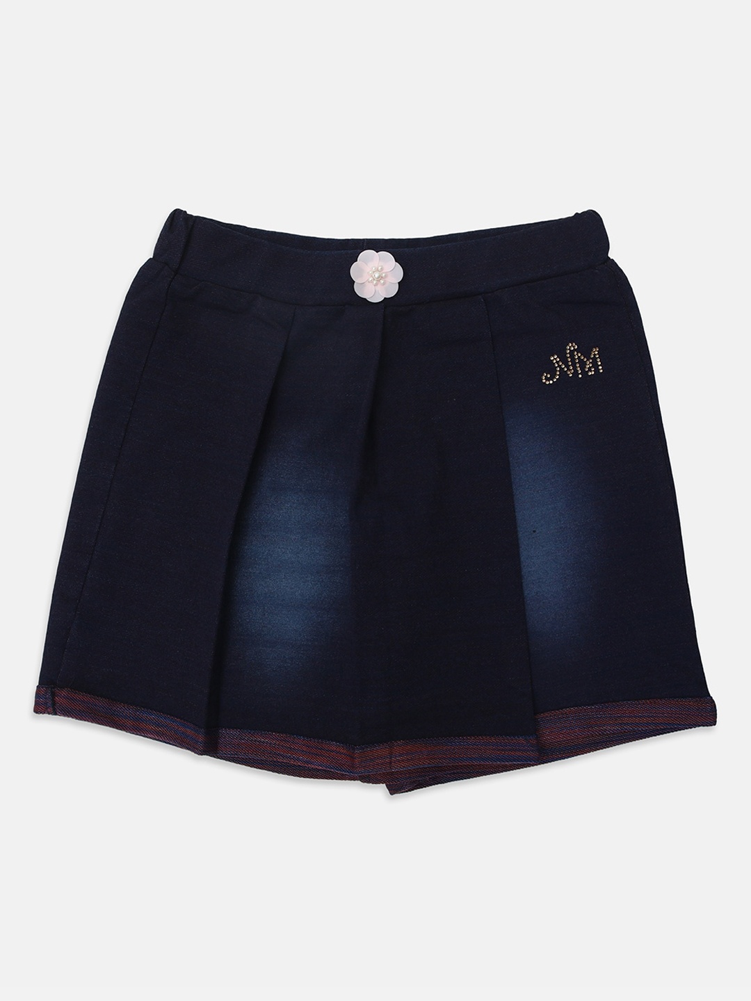 

Nins Moda Girls Navy Blue Solid A-line Knee Length Skirts