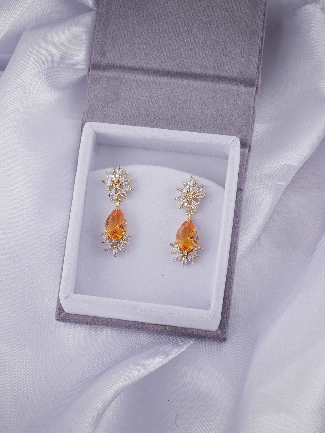 

Brandsoon Orange Diamond Shaped Studs Earrings