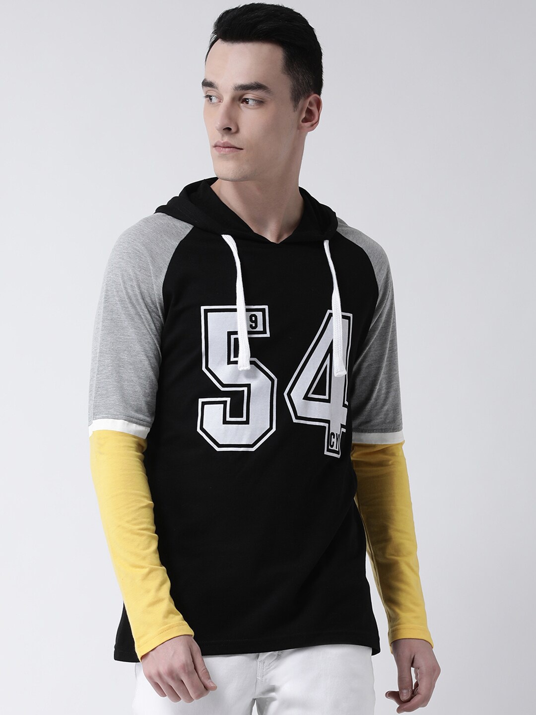 

Club York Men Black Varsity Printed Applique T-shirt