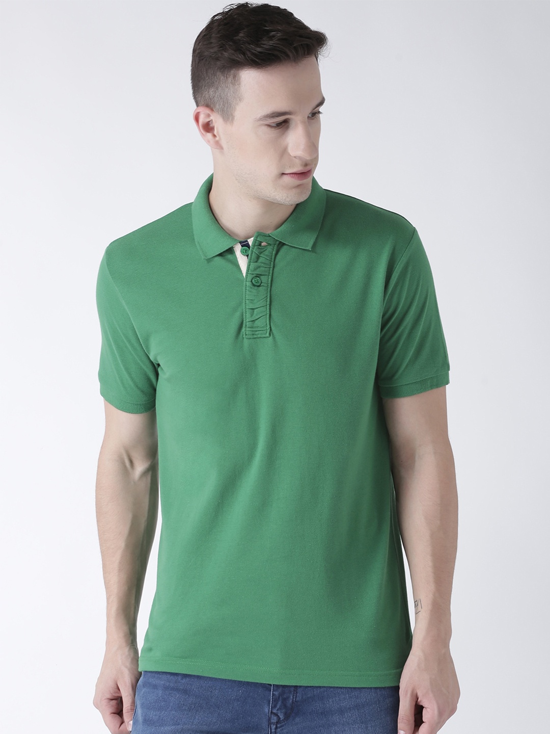 

Club York Men Green Polo Collar T-shirt