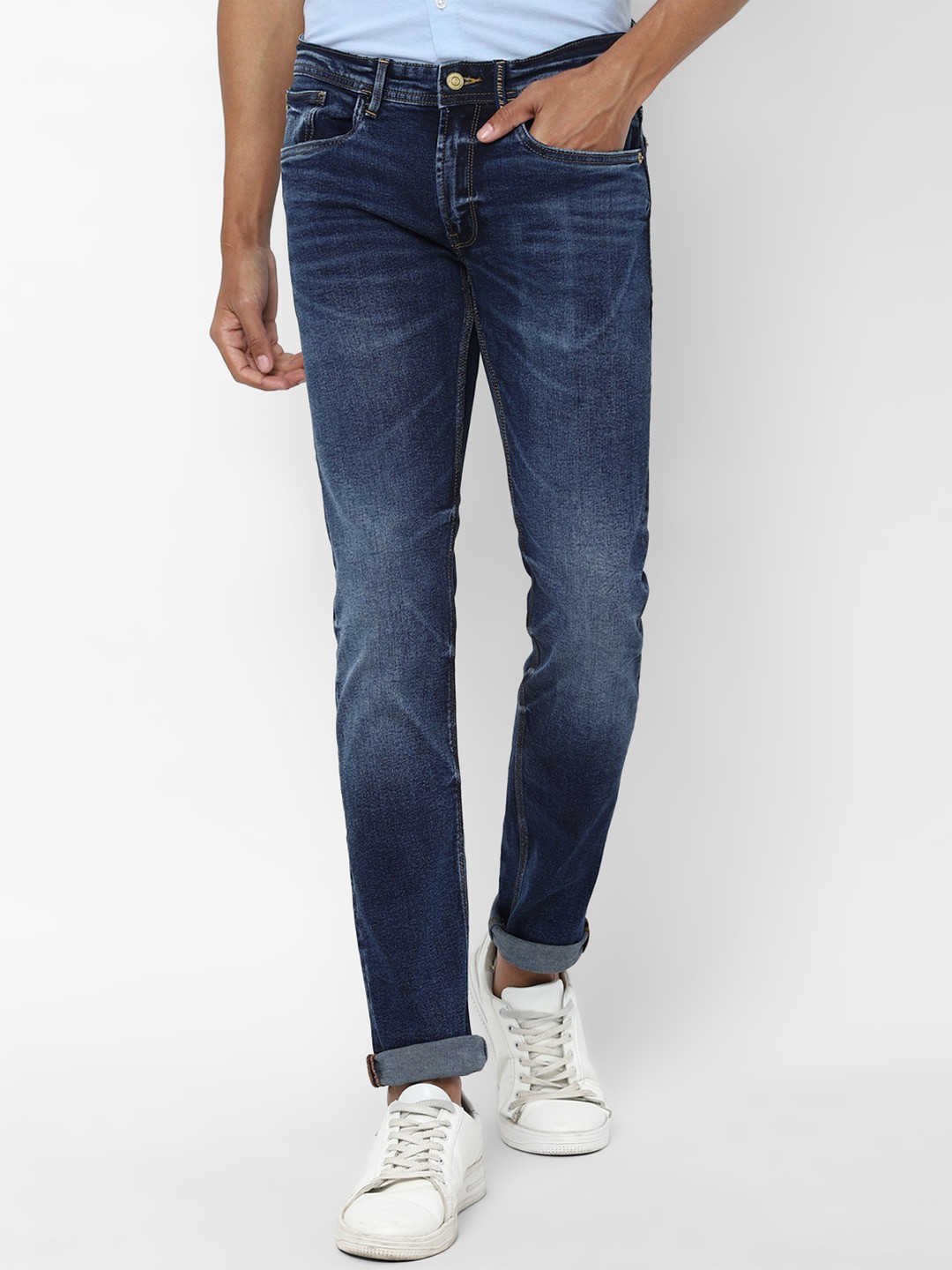 

Allen Solly Men Navy Blue Skinny Fit Heavy Fade Jeans