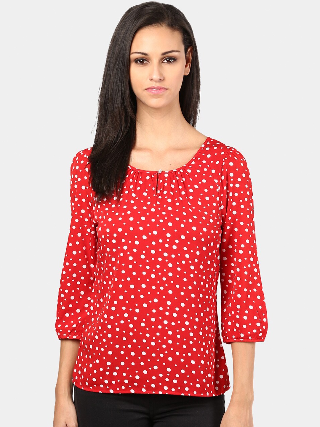 

The Vanca Women Red Polka Dot Printed Top