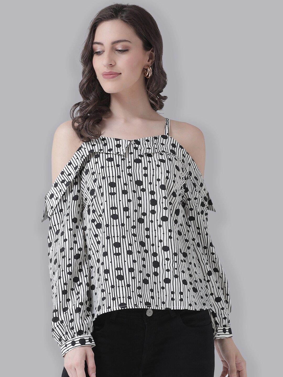 

The Vanca Grey Geometric Print Top