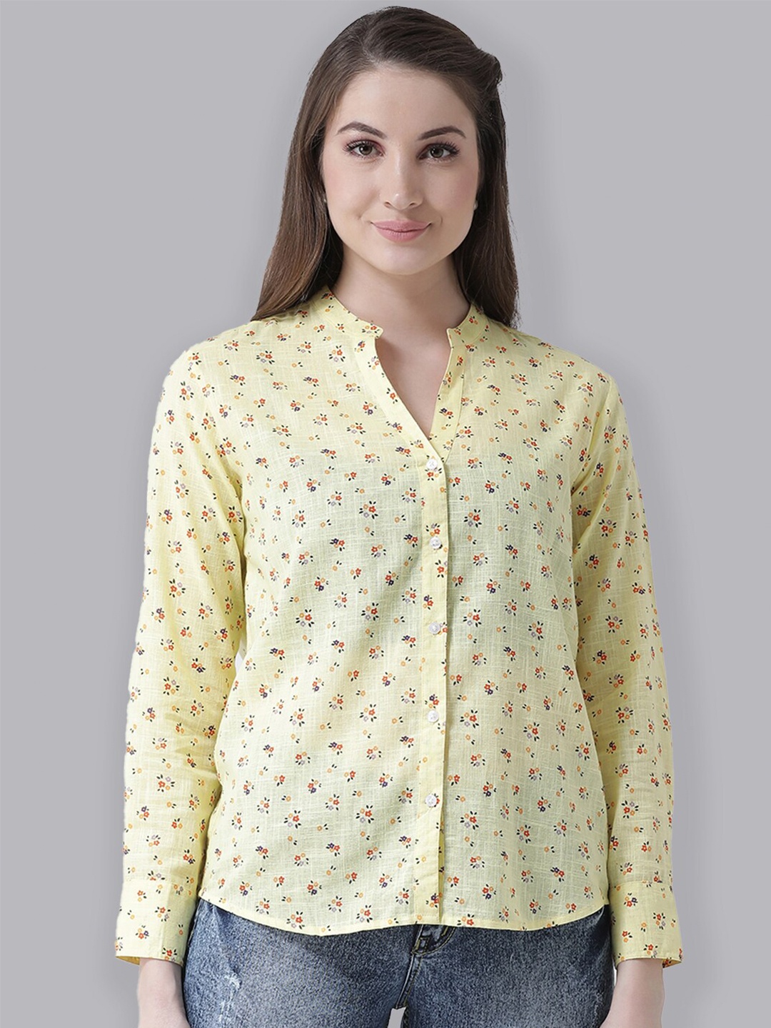 

The Vanca Women Yellow Floral Printed Casual Shirt