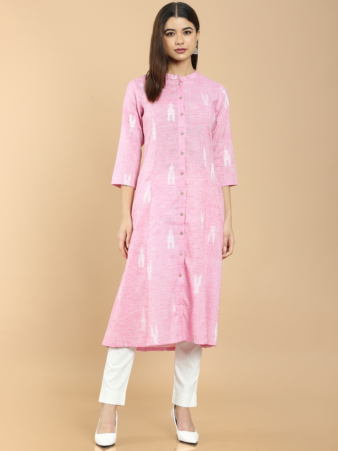 

Soch Women Pink Ethnic Motifs Printed Rayon Kurta