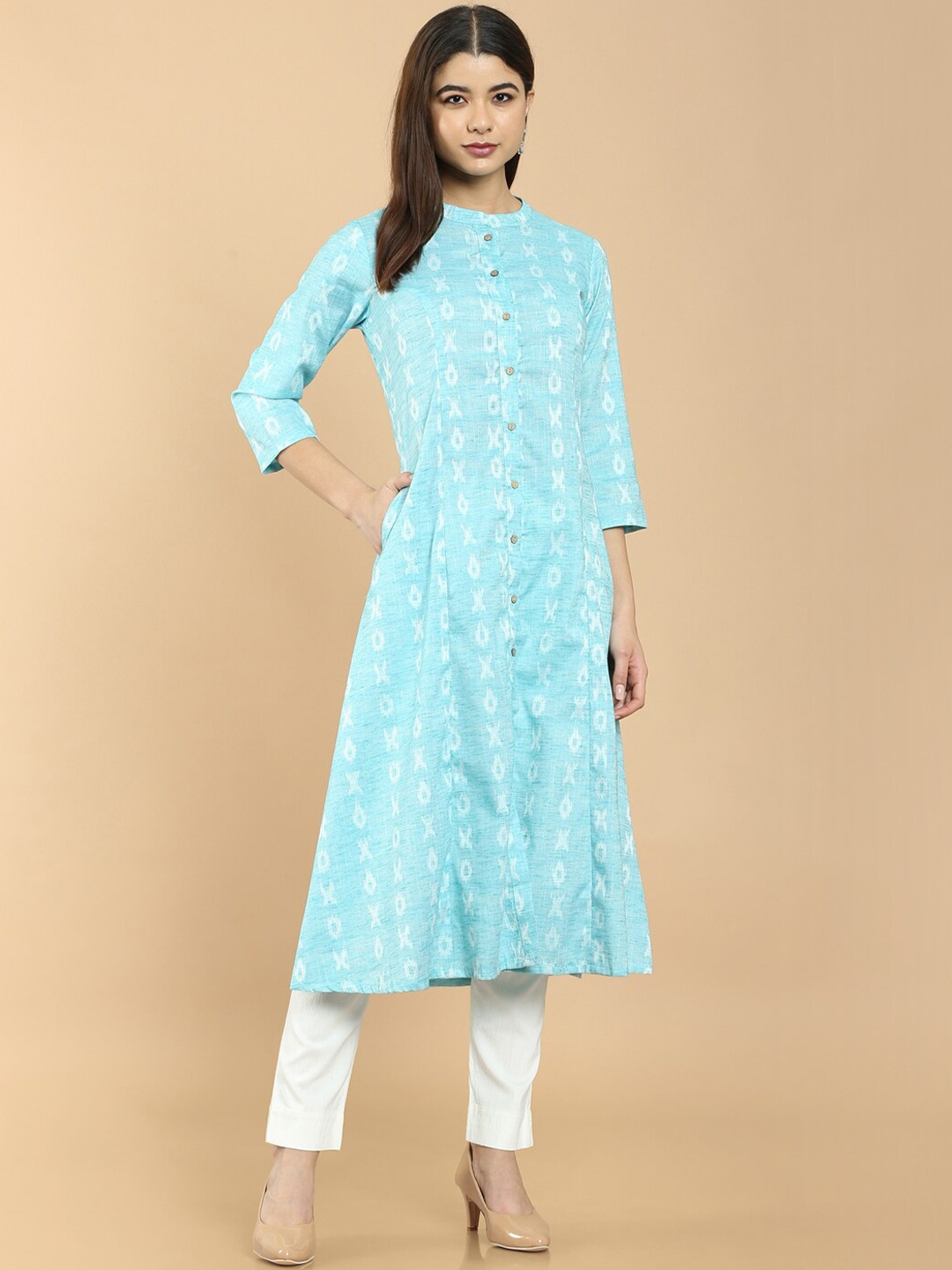 

Soch Women Blue Ethnic Motifs Printed Kurta