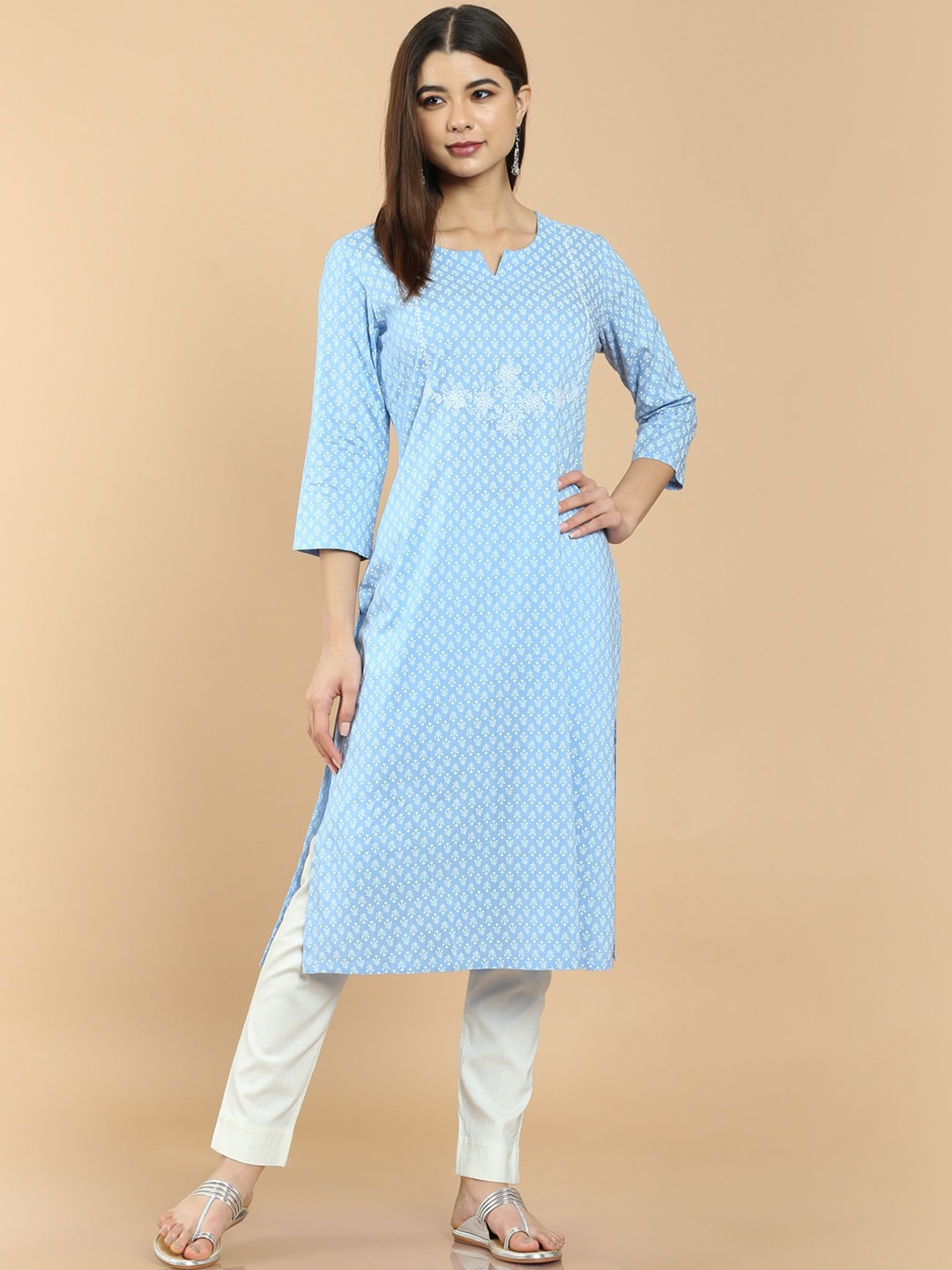

Soch Women Blue Floral Printed Kurta