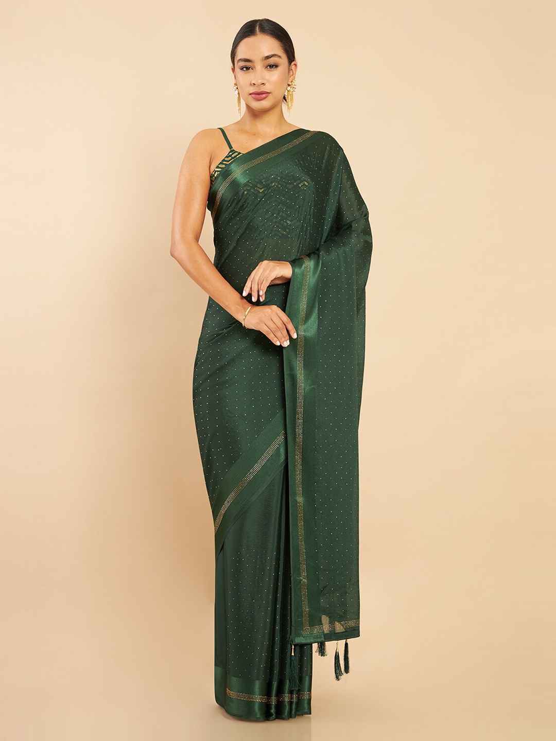 

Soch Green Chiffon Saree With Stone Work