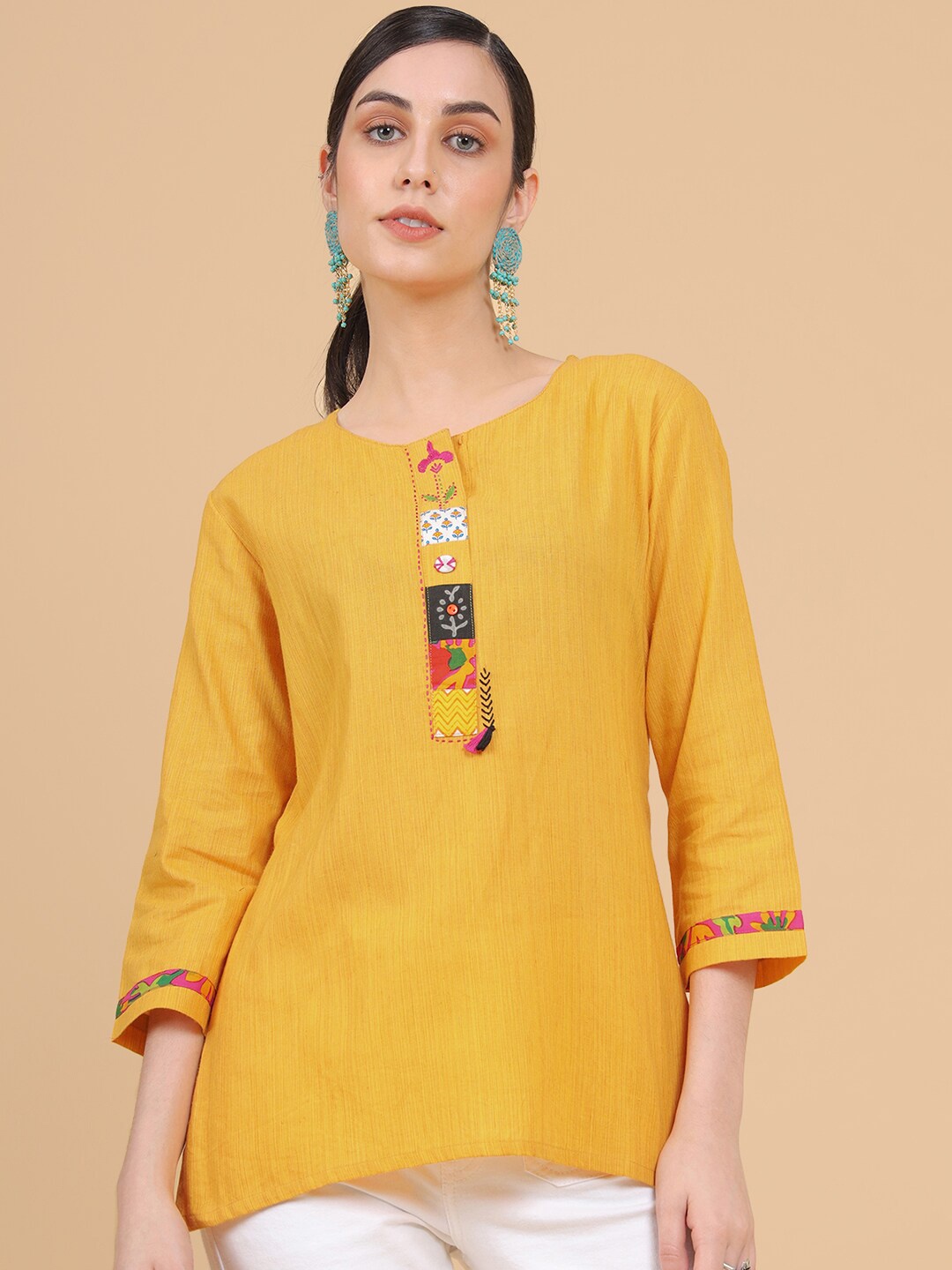 

Soch Women Cotton Yellow Cotton Tunic