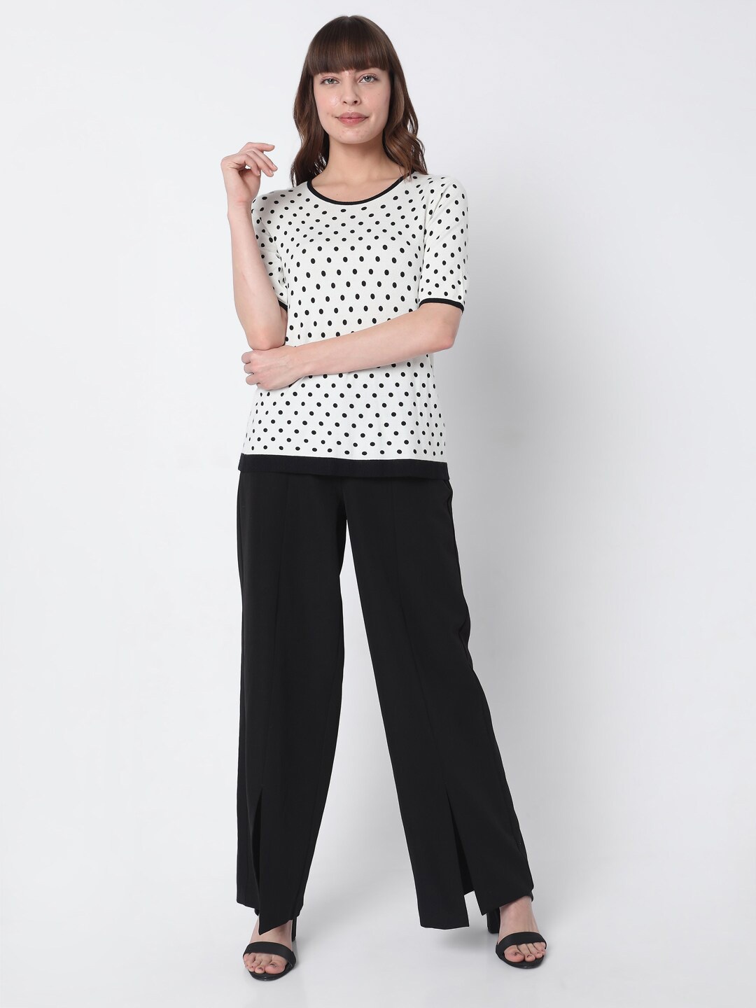 

Vero Moda White & Black Polka Dots Print Top