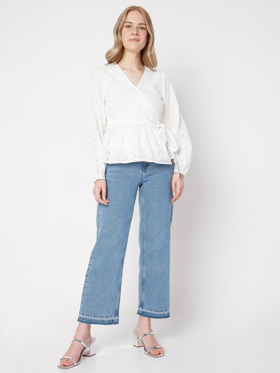 

Vero Moda Women White Self Design Wrap Top