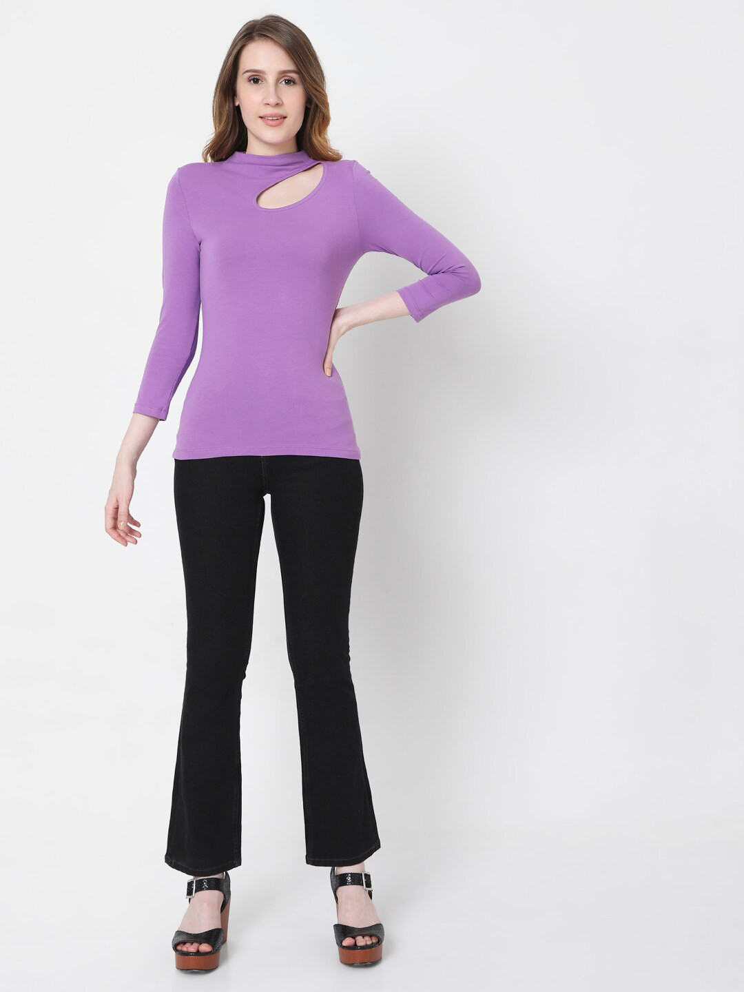 

Vero Moda Women Purple Cut Out Top