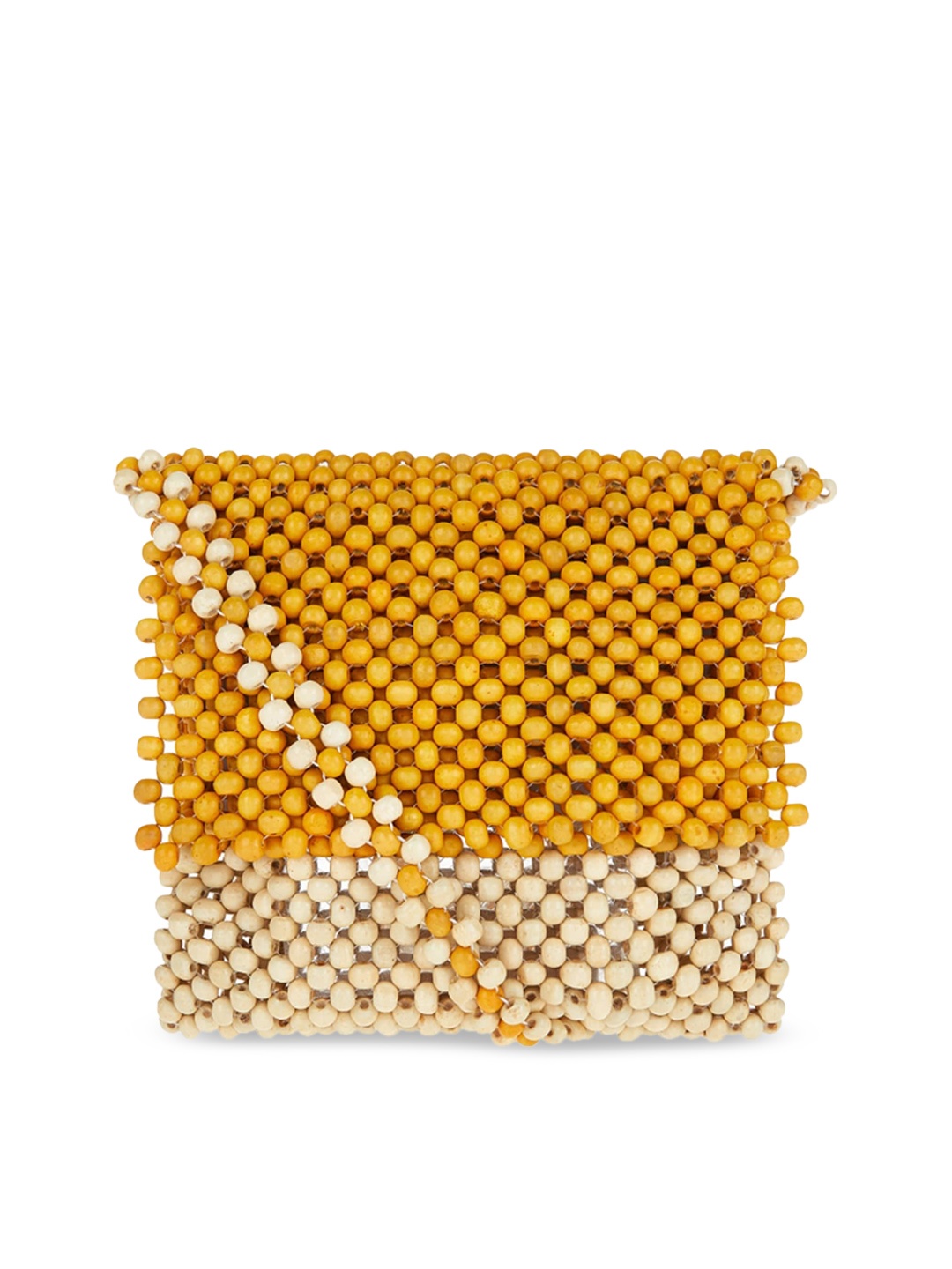 

Accessorize Yellow Embellished Structured Beaded Sling Bag