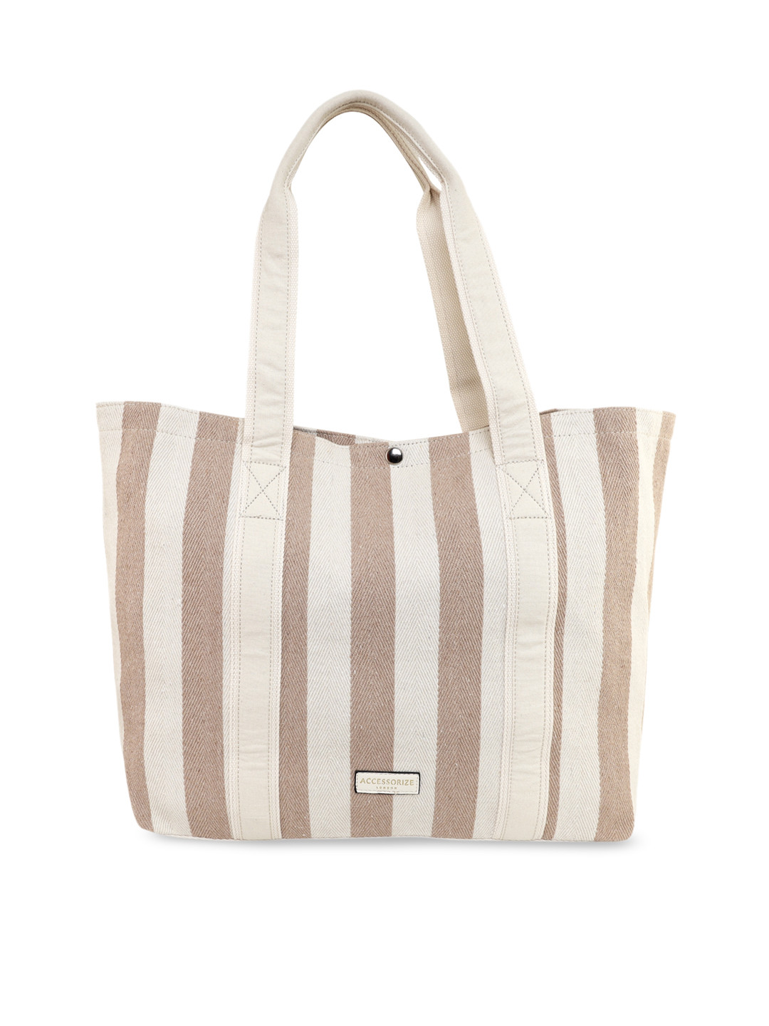 

Accessorize Beige & White Striped Oversized Shopper Tote Bag