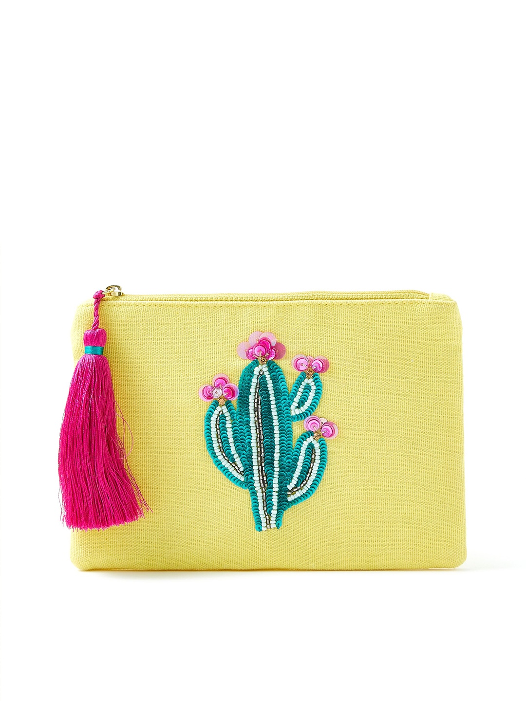 

Accessorize Women Yellow Floral Embroidered Zip Around Wallet