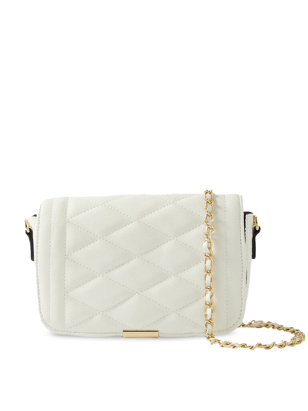 

Accessorize London Women's Faux Leather White Chrissy quilt sling bag