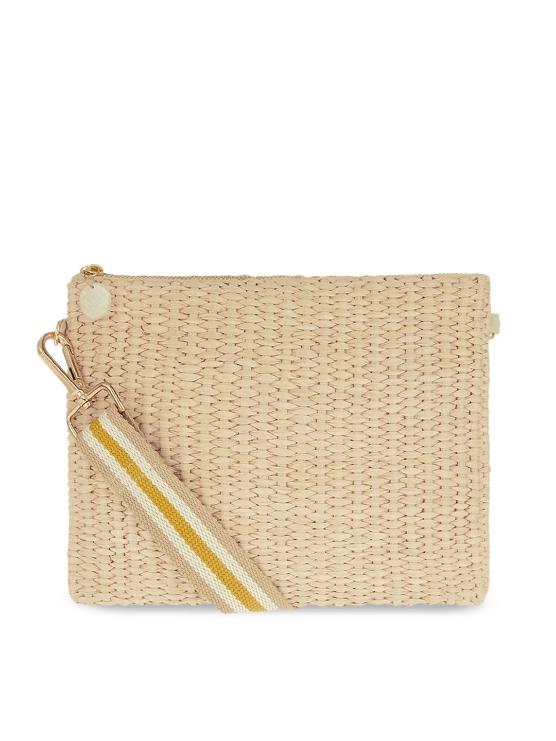 

Accessorize Women Cream Textured Structured Sling Bag