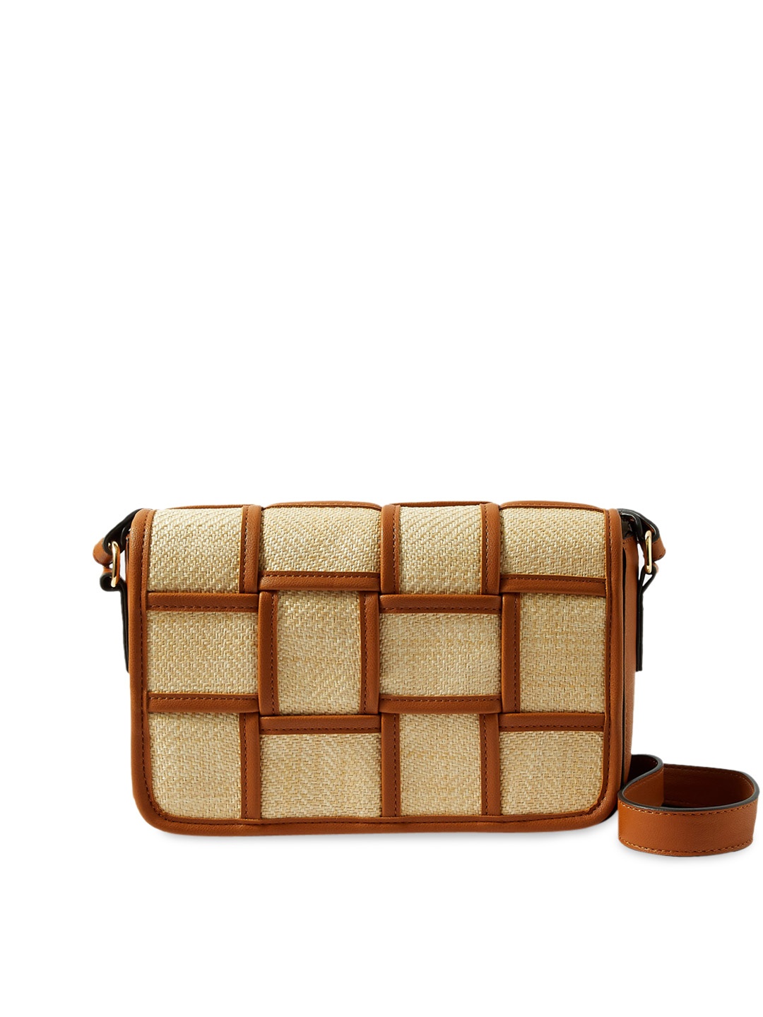 

Accessorize Tan Checked Structured Sling Bag