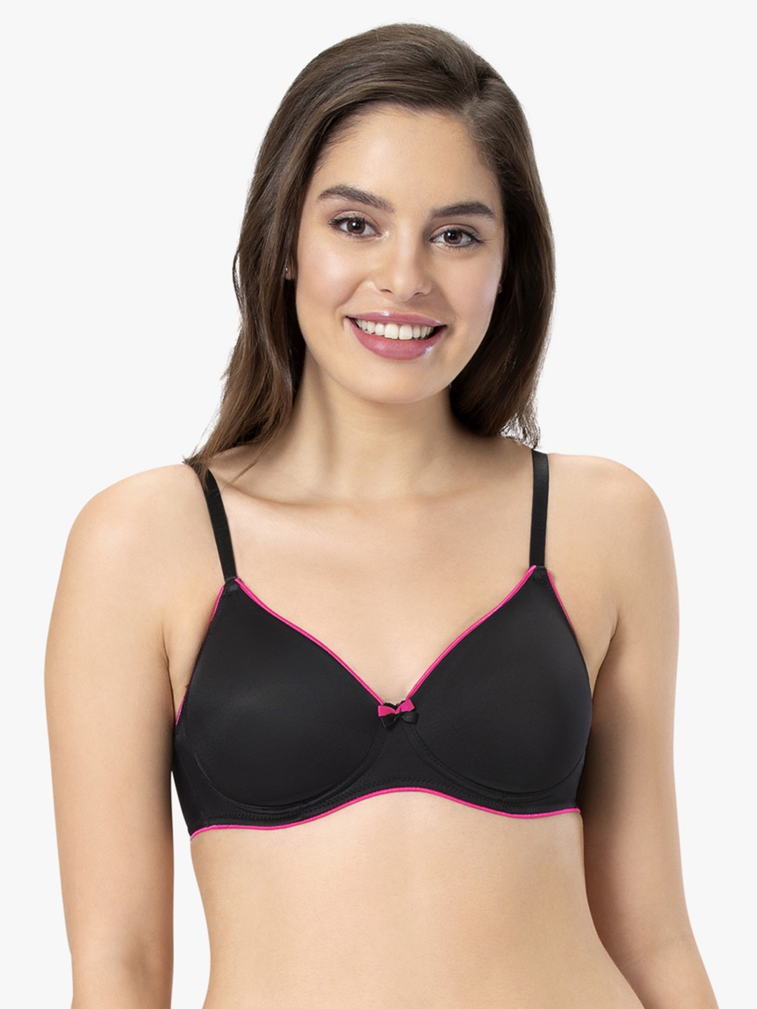 

Amante Solid Padded Wirefree Casual Chic T-Shirt Bra - BRA10901, Black