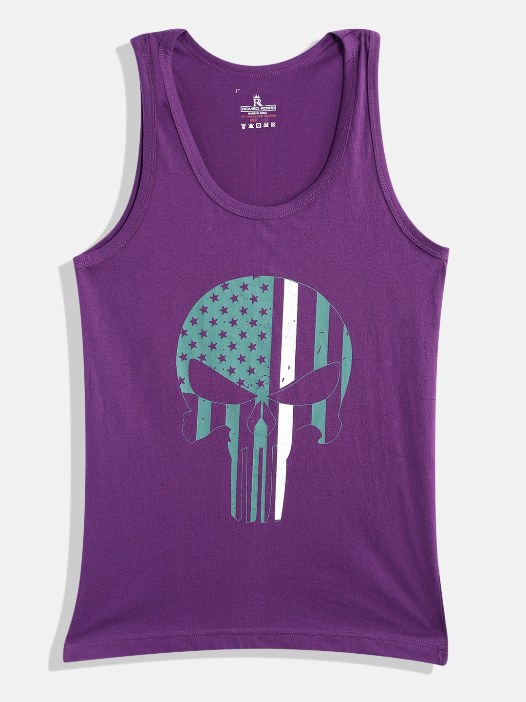 

ROMEO ROSSI Boys Purple & Green Graphic Print Cotton Innerwear Vest