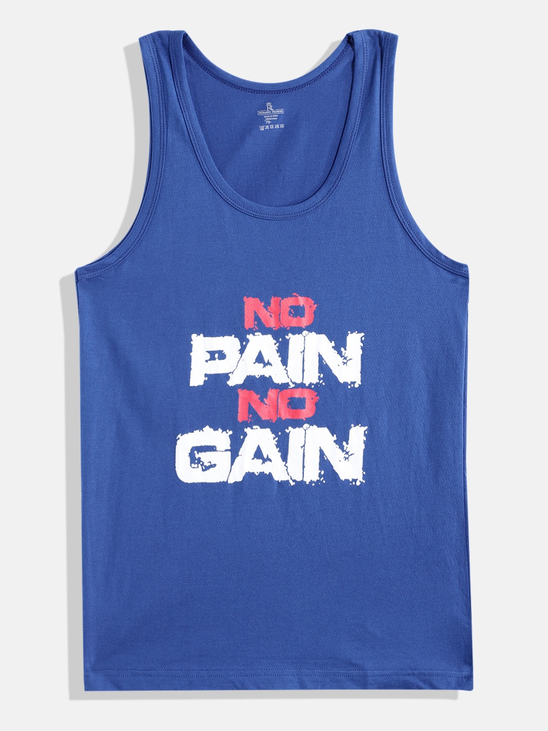

ROMEO ROSSI Boys Blue & White Typography Print Cotton Innerwear Vest
