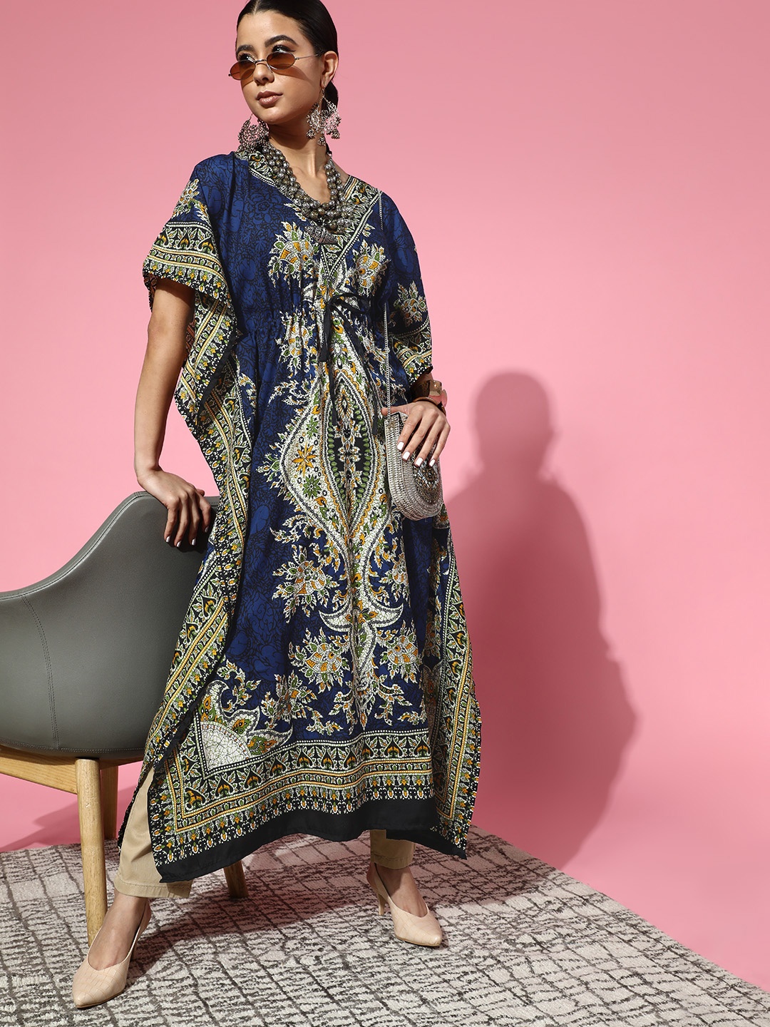 

Rang Gali Deep Navy Blue Crepe New Age Kaftan Kurta