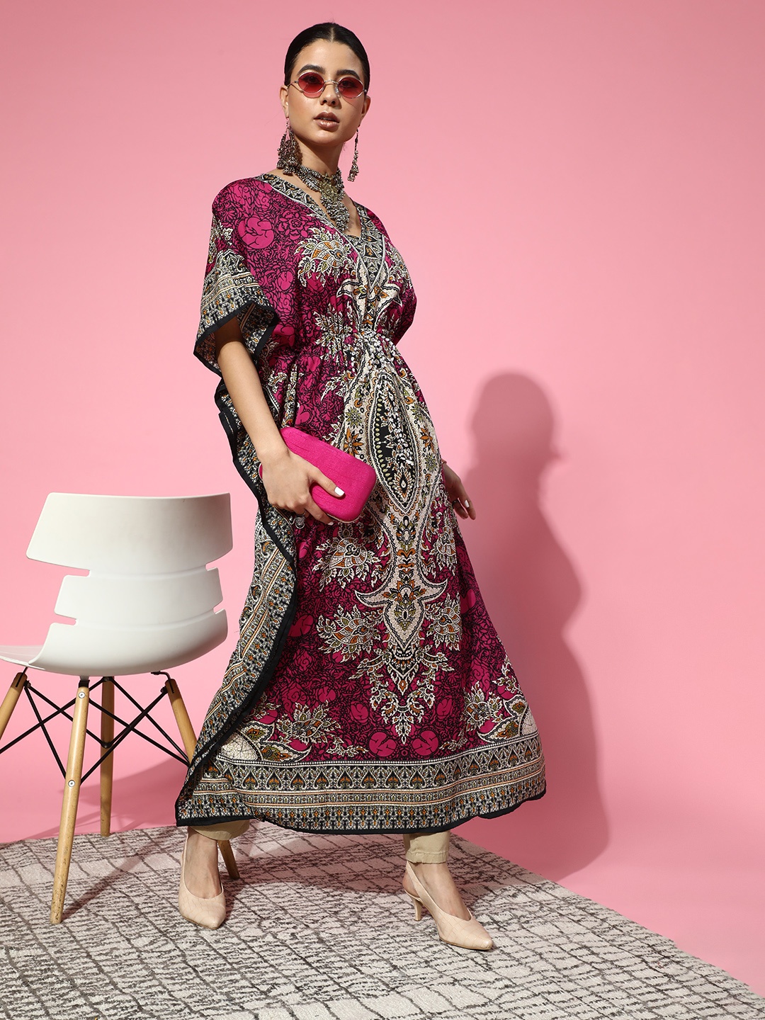 

Rang Gali Striking Fuchsia Crepe New Age Kaftan Kurta